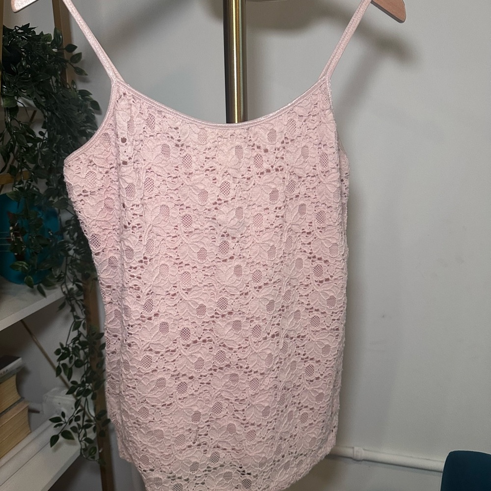 Lace Cami Tank Top - Pale Pink